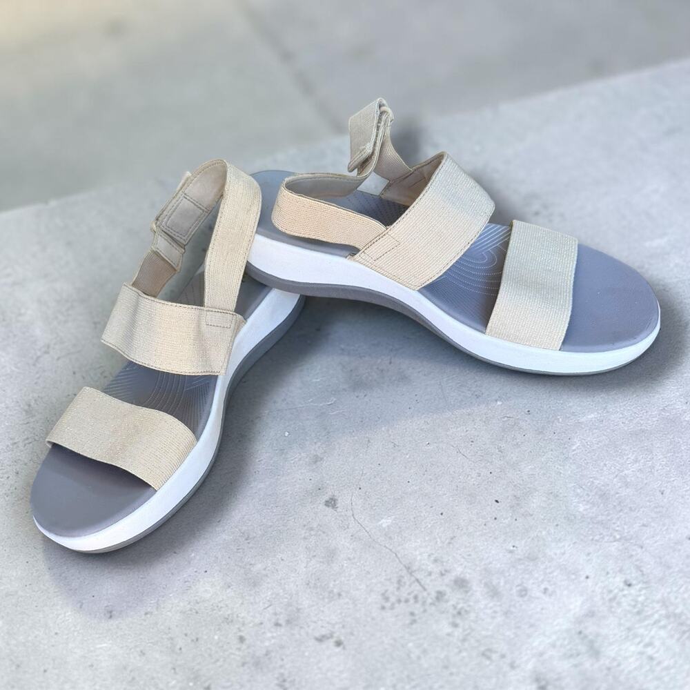 Clark's Ayla Adjustable Strap Orthopedic Flat Sandals EUC